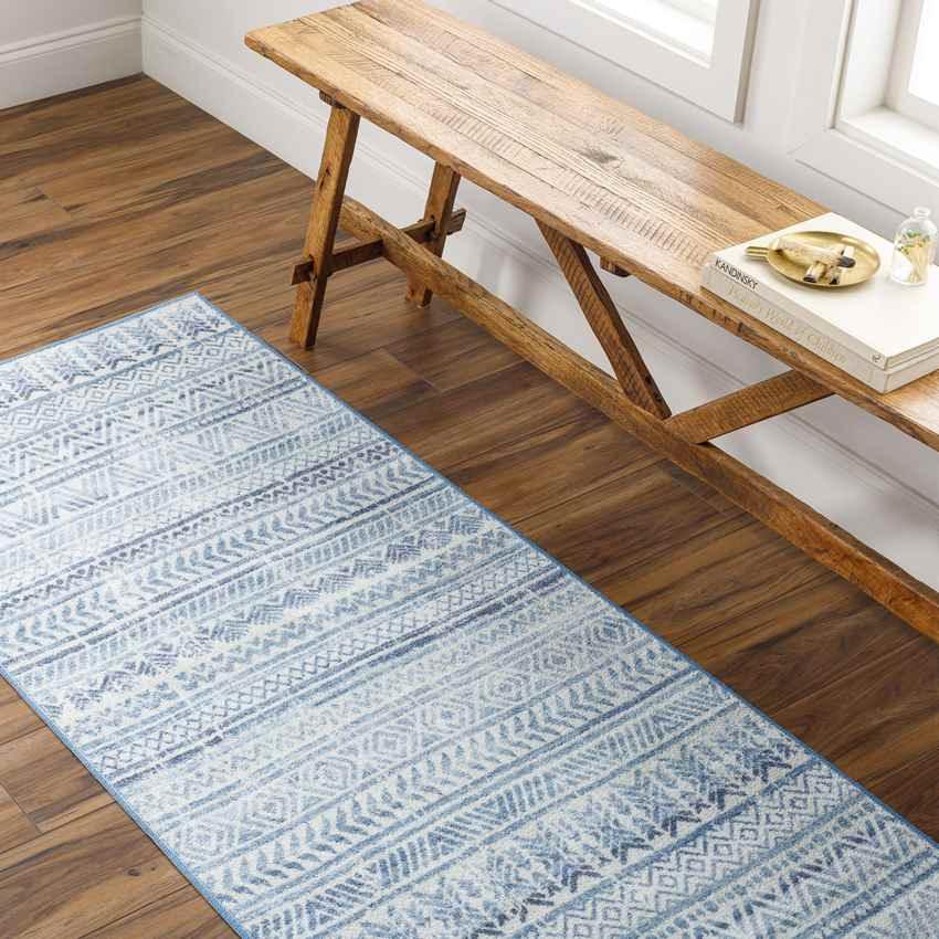 Katryna Global Denim Blue Washable Area Rug