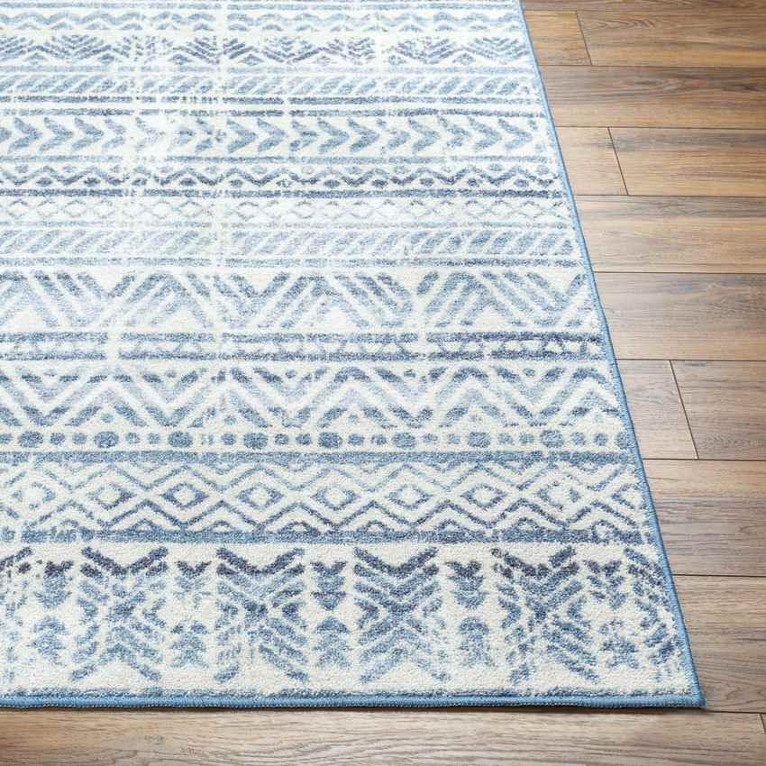 Katryna Global Denim Blue Washable Area Rug