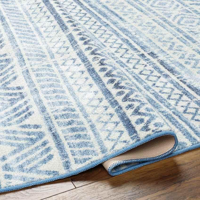 Katryna Global Denim Blue Washable Area Rug