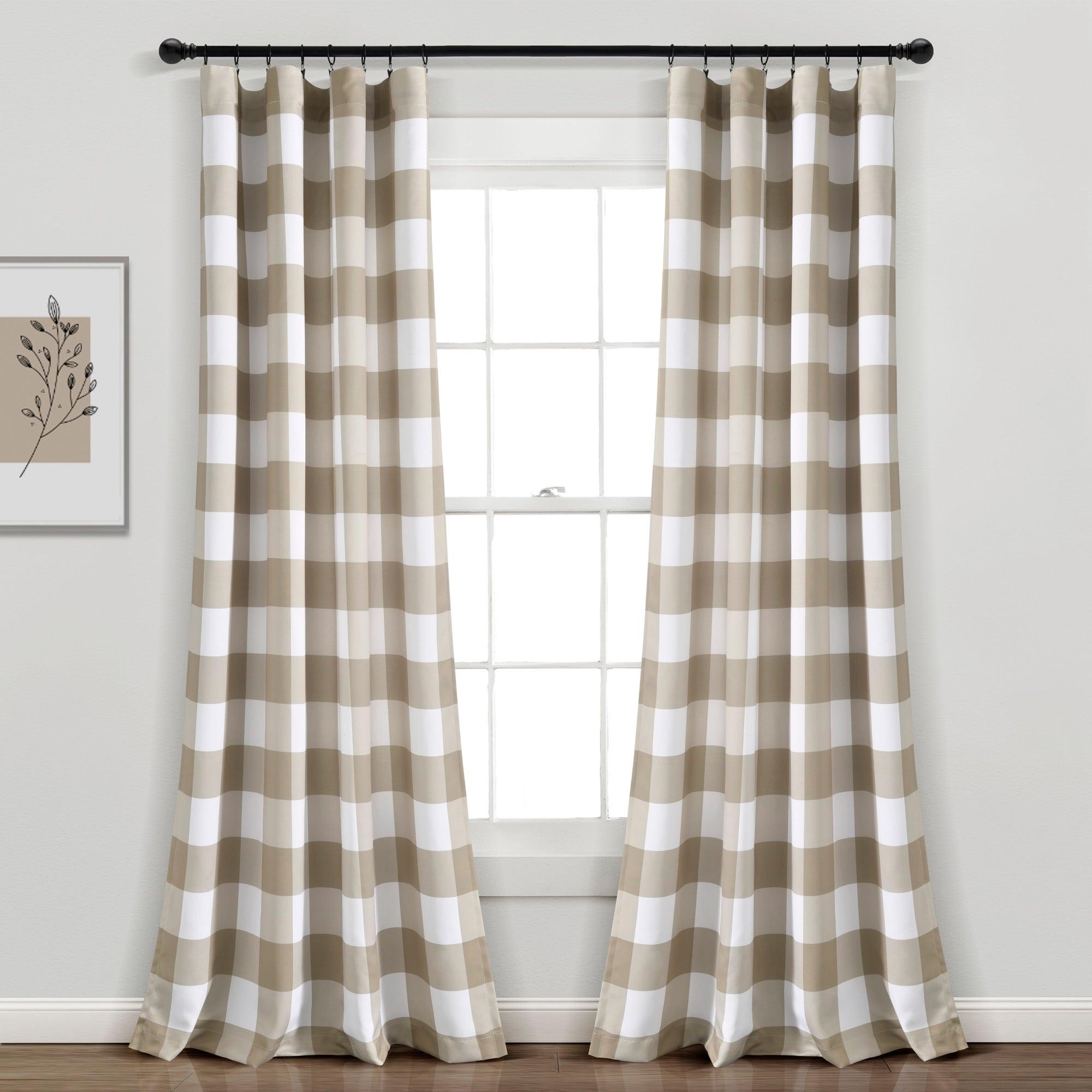 Kelly Checker Light Filtering Window Curtain Panel Set