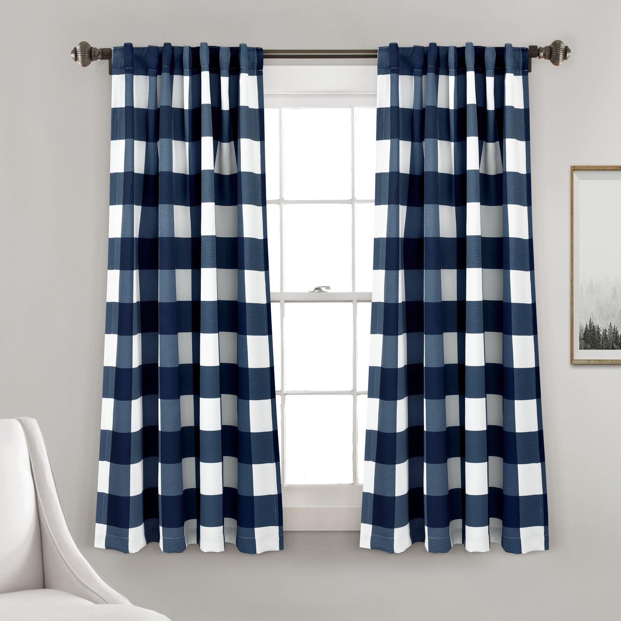 Kelly Checker Light Filtering Window Curtain Panel Set