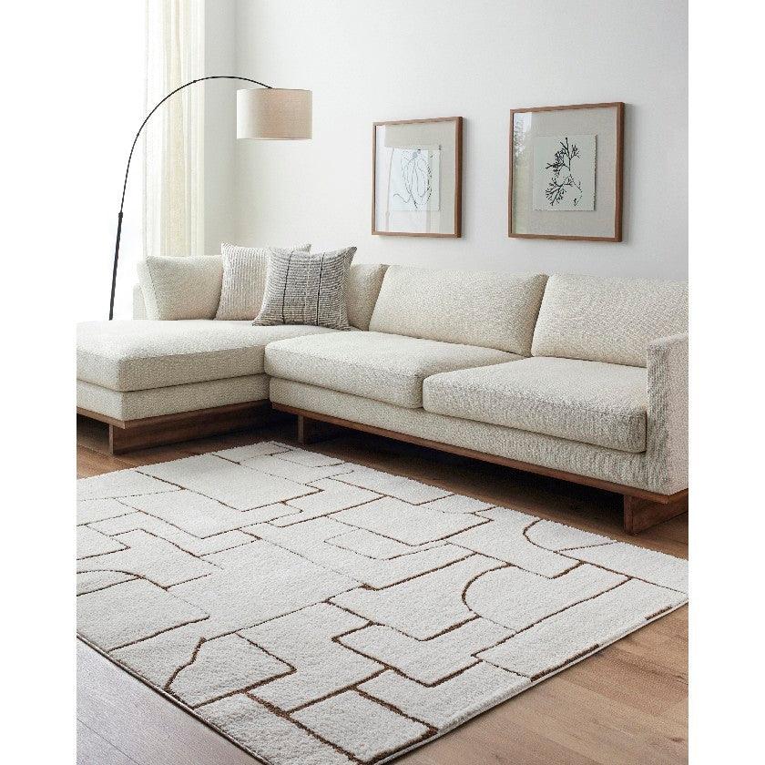 Kendl Modern Ivory/Brown Area Rug