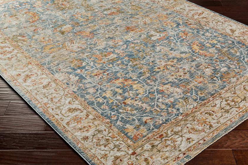 Kendrix Traditional Light Sage/Dark Blue Area Rug