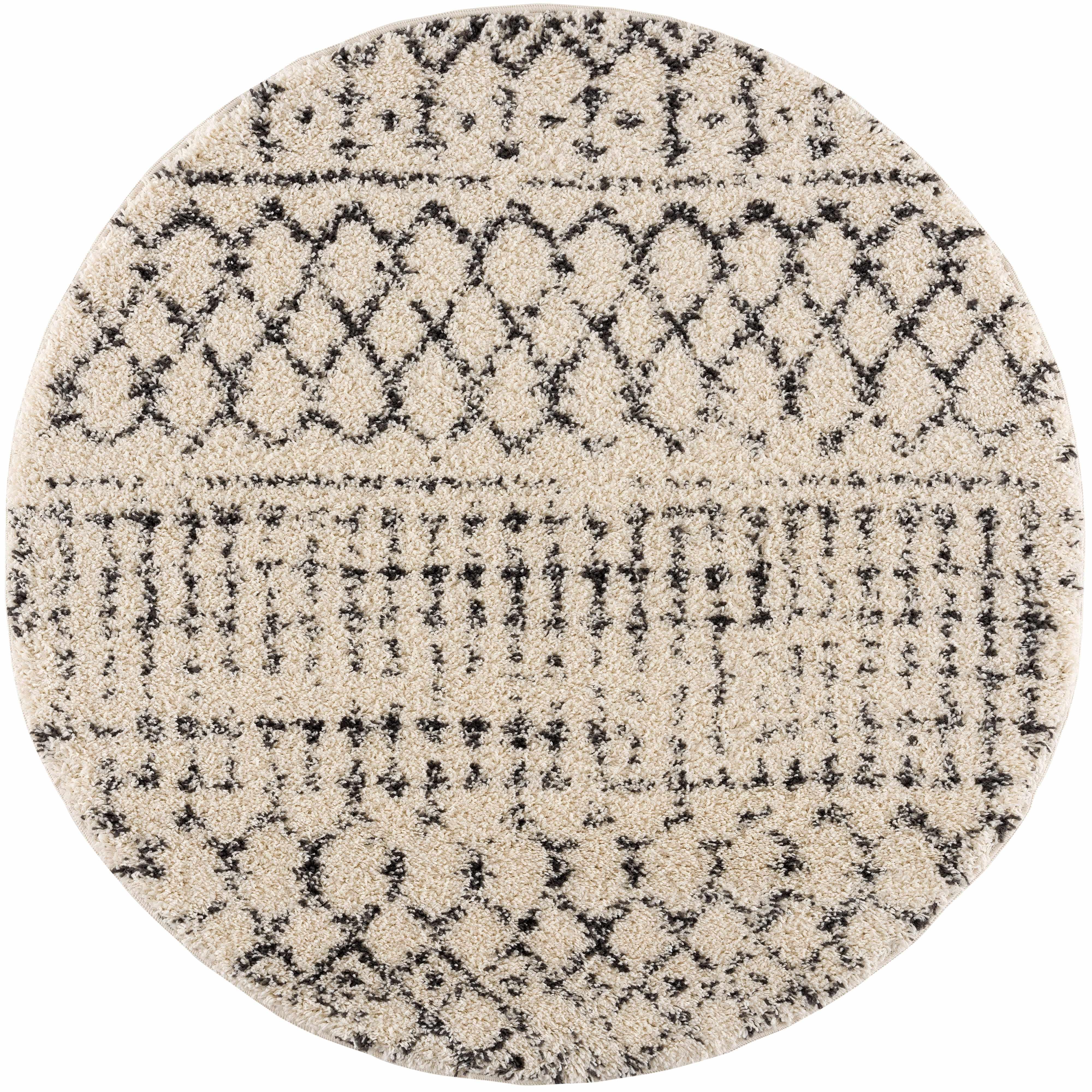 Kibureau Cream Trellis Shag Area Rug