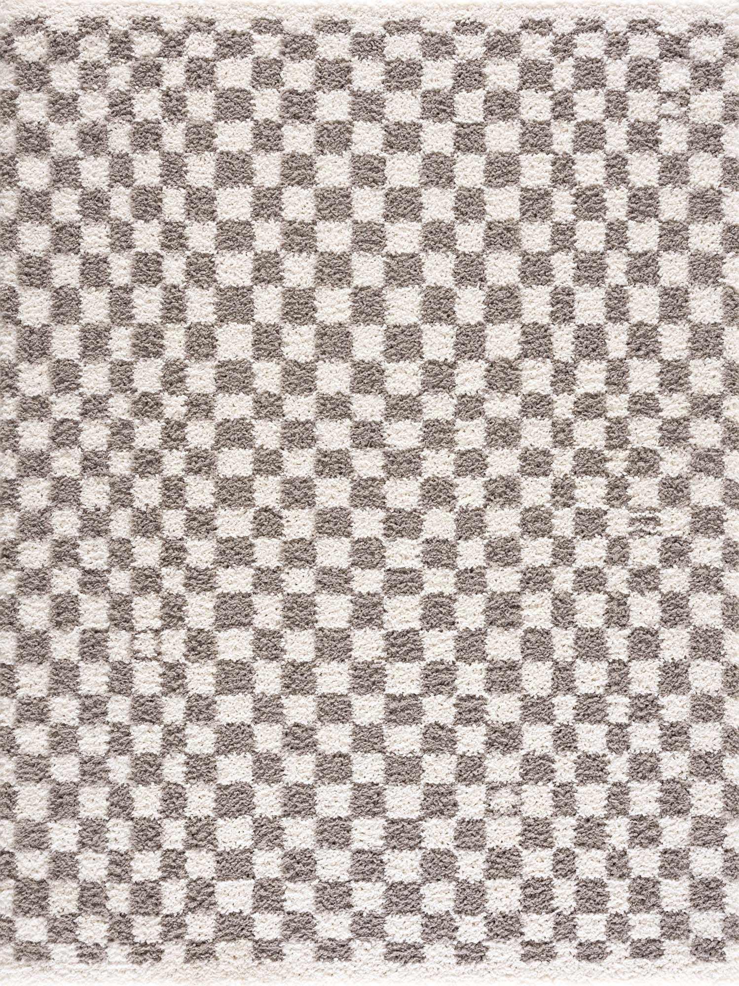 Kieu Taupe Checkered Area Rug