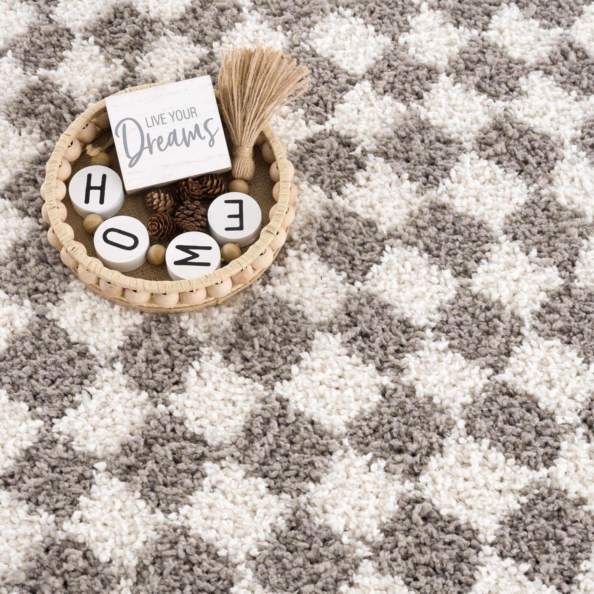 Kieu Taupe Checkered Area Rug