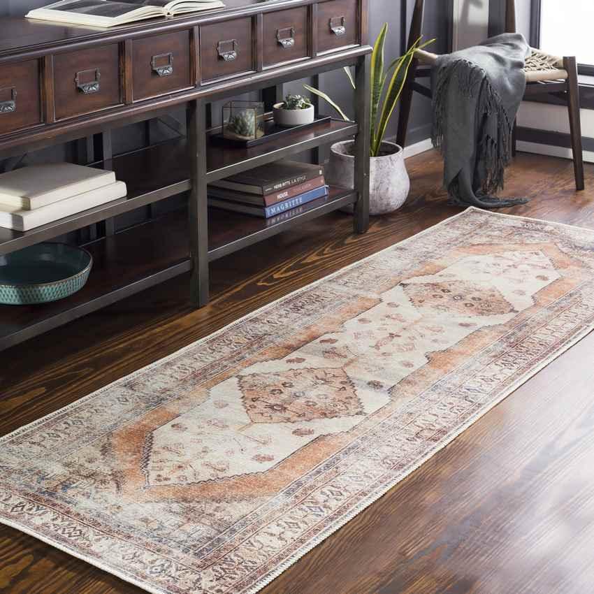 Kwadijk Traditional Camel Washable Area Rug