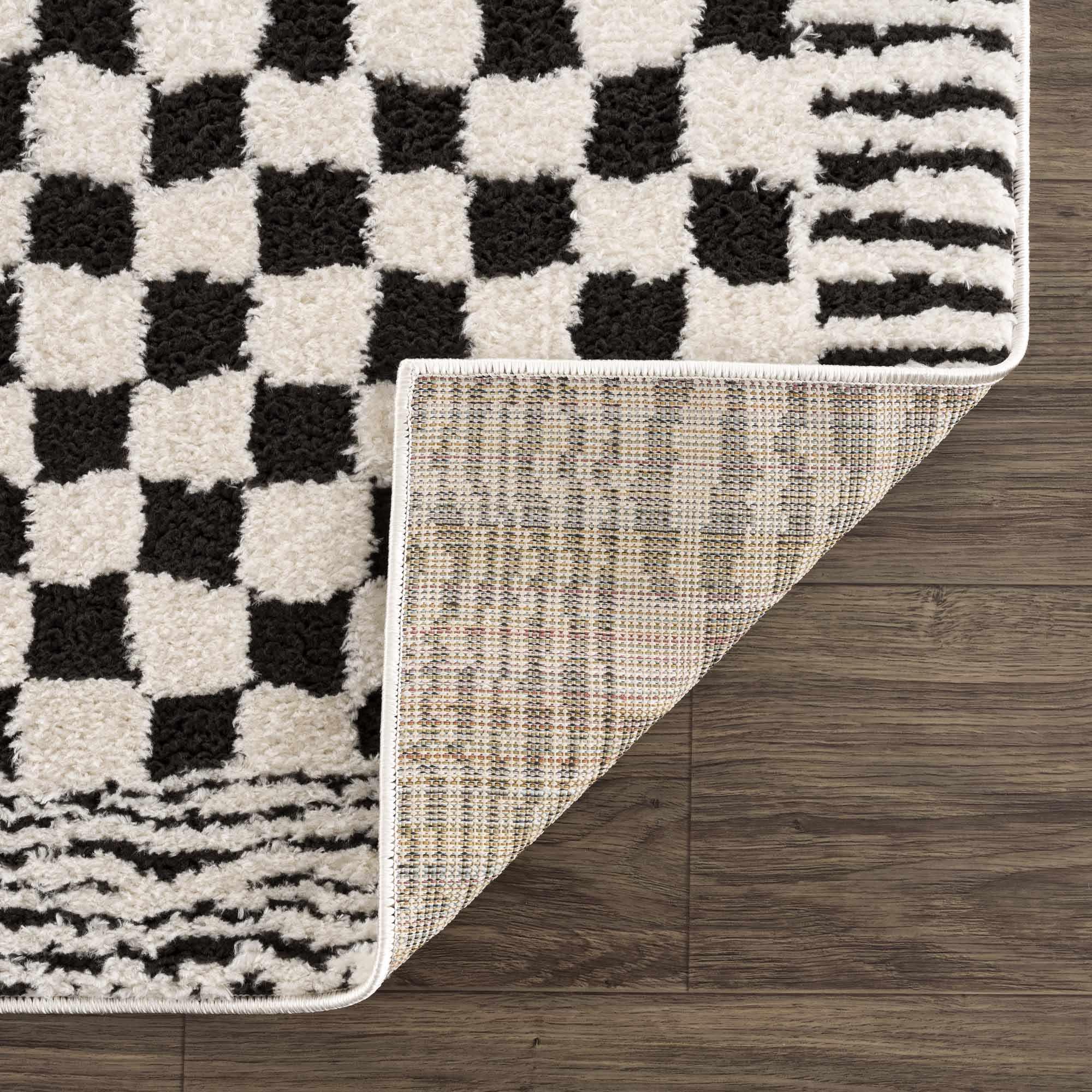 Leryn Black & White Checkered Area Rug