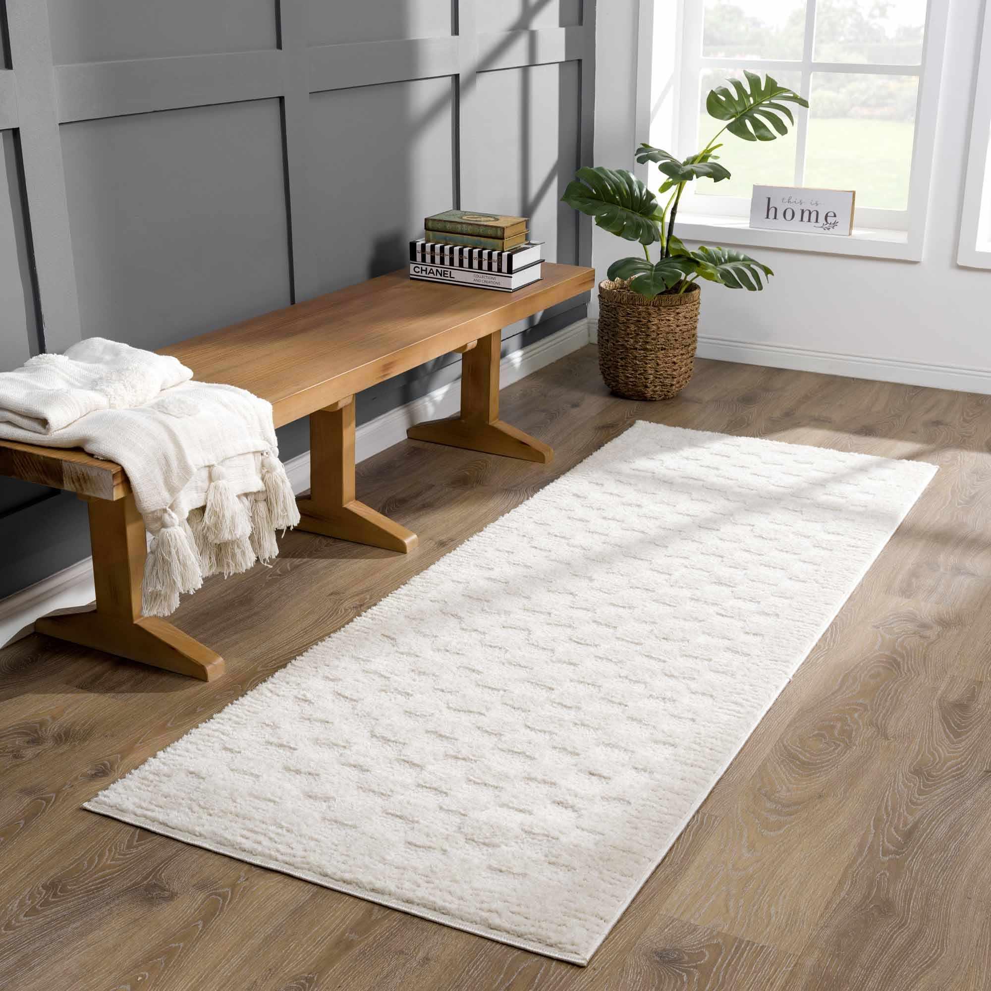 Leryn Ivory Checkered Area Rug