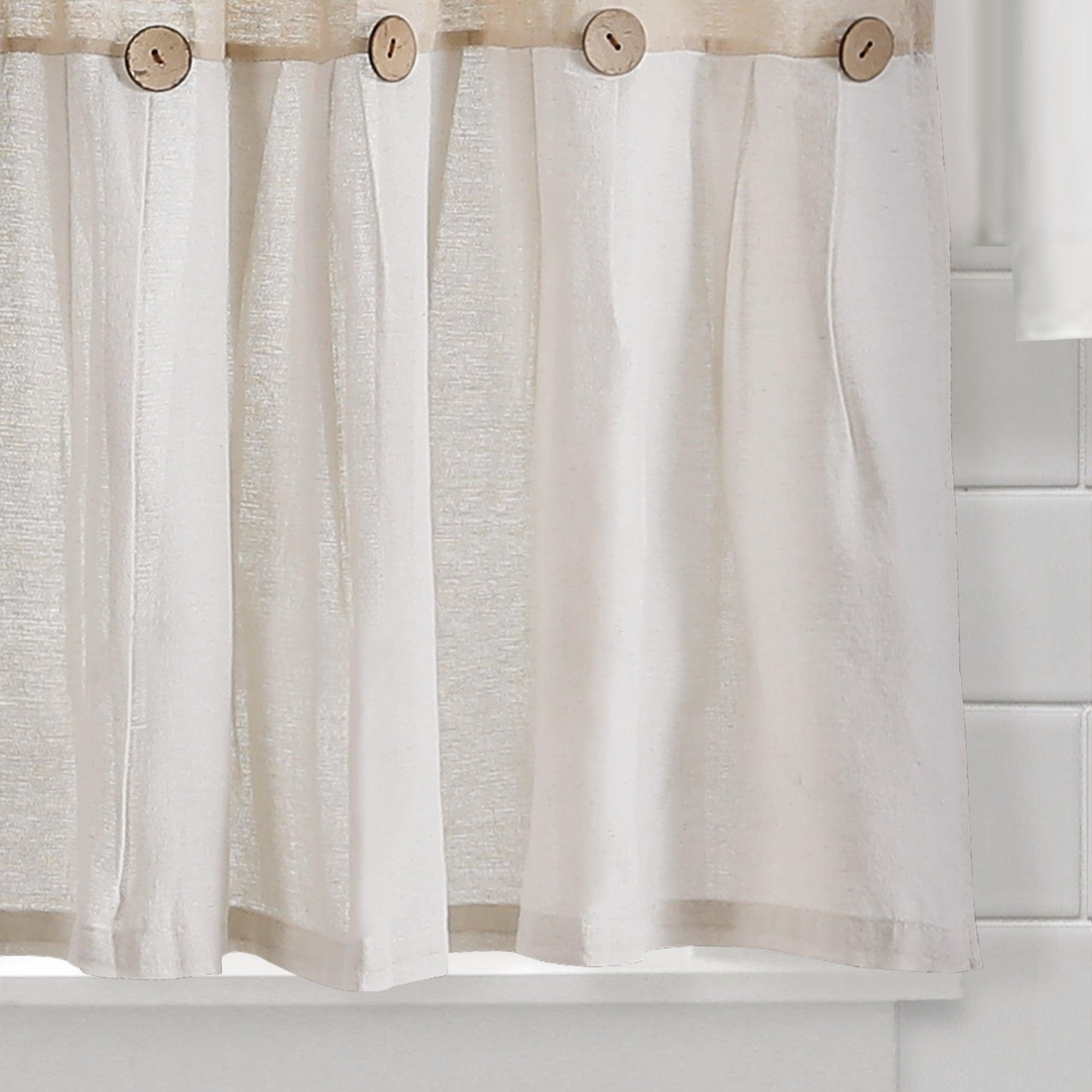 Linen Button Kitchen Window Tiers Set