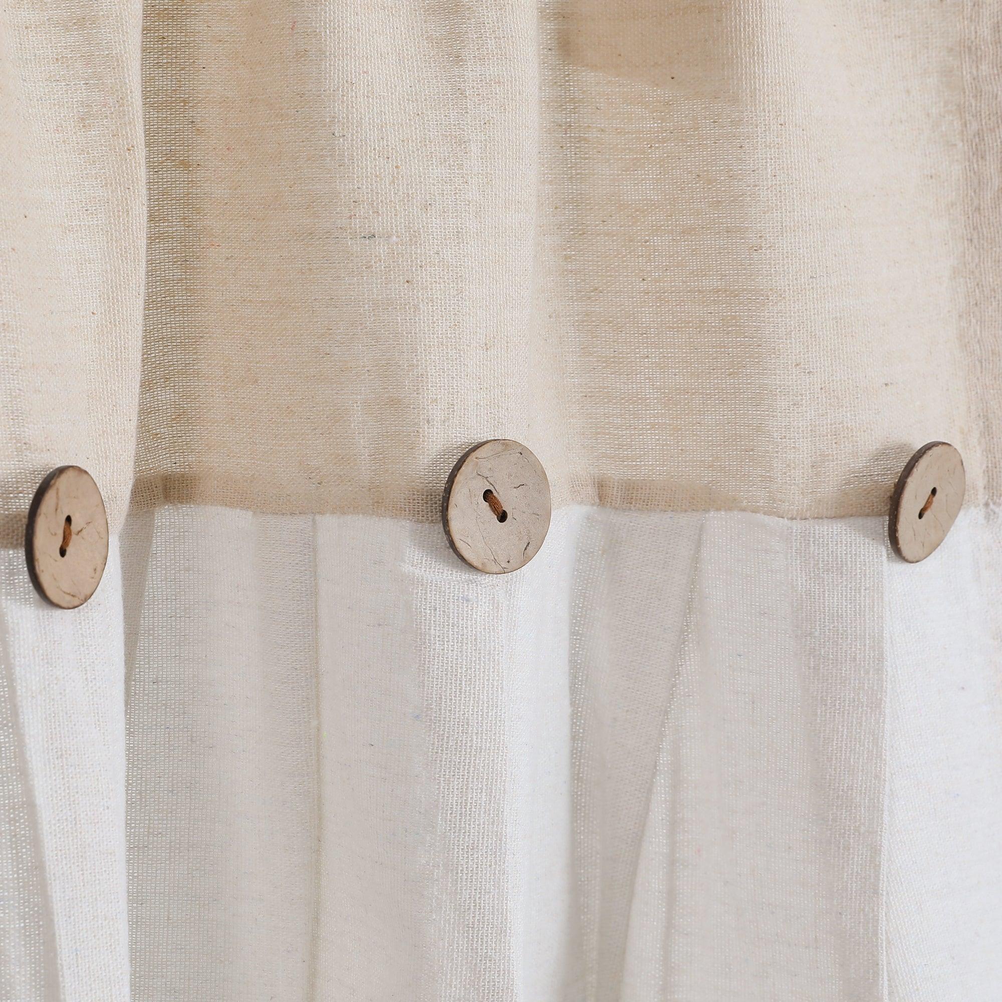 Linen Button Kitchen Window Tiers Set