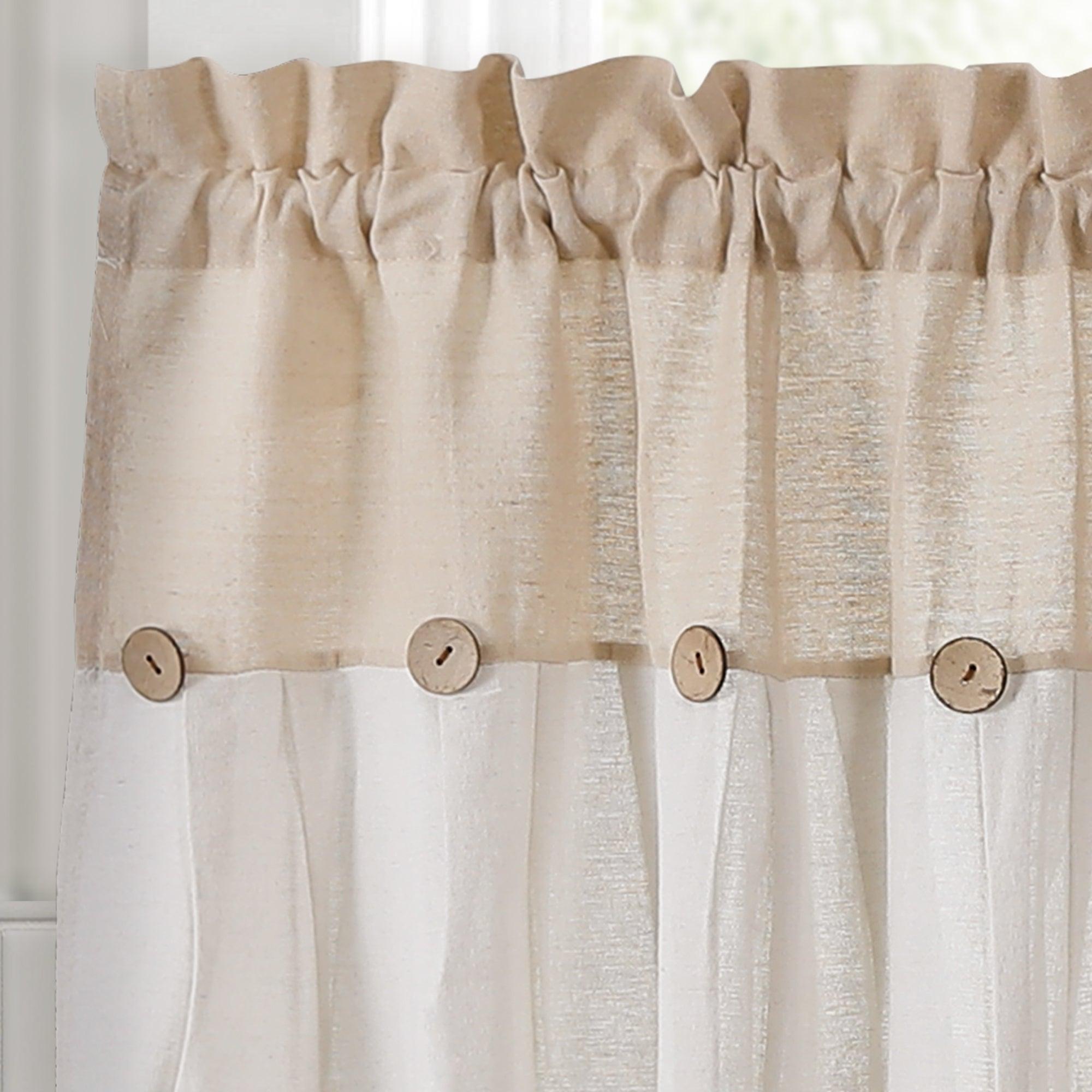 Linen Button Kitchen Window Tiers Set