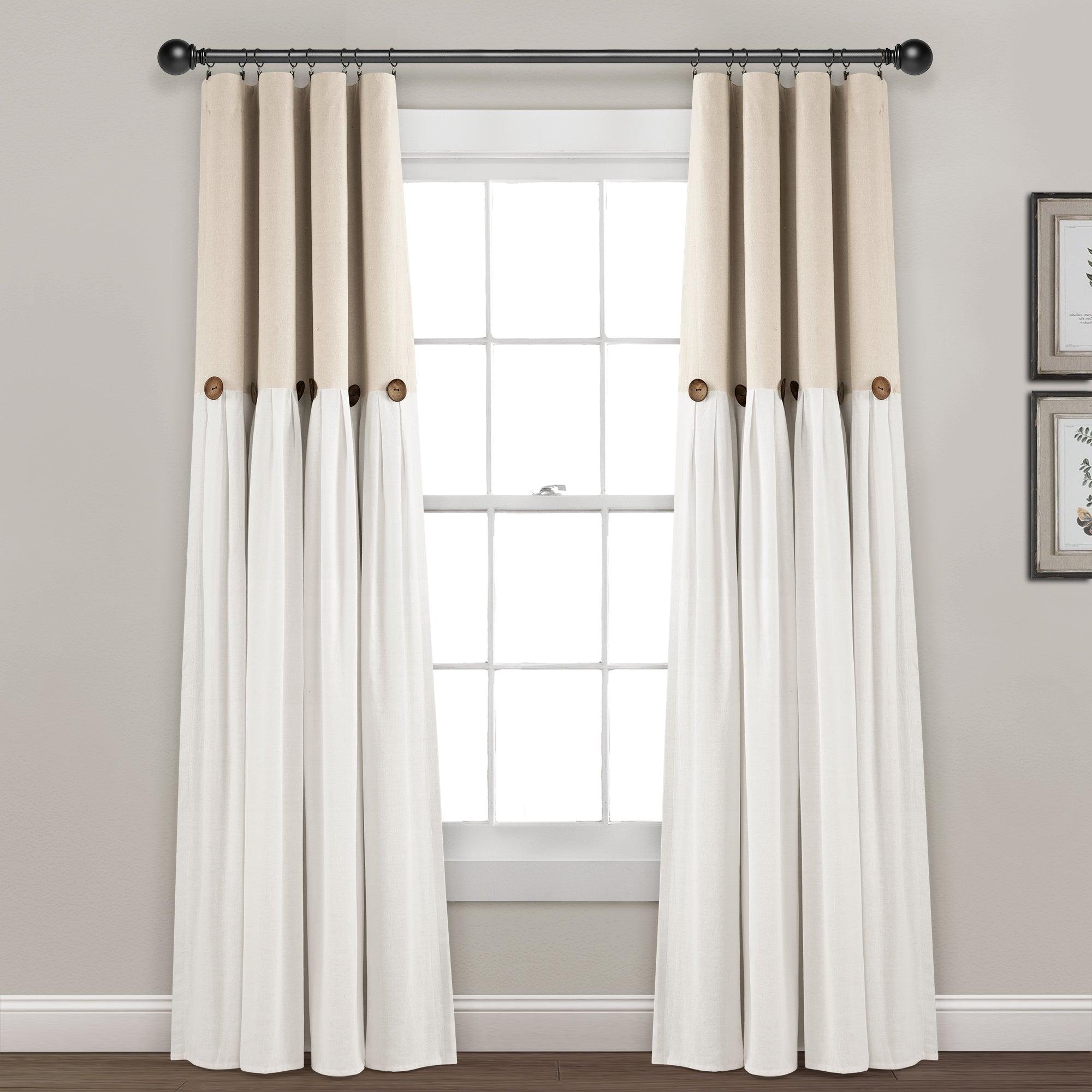 Linen Button Lined 100% Blackout Window Curtain Panel