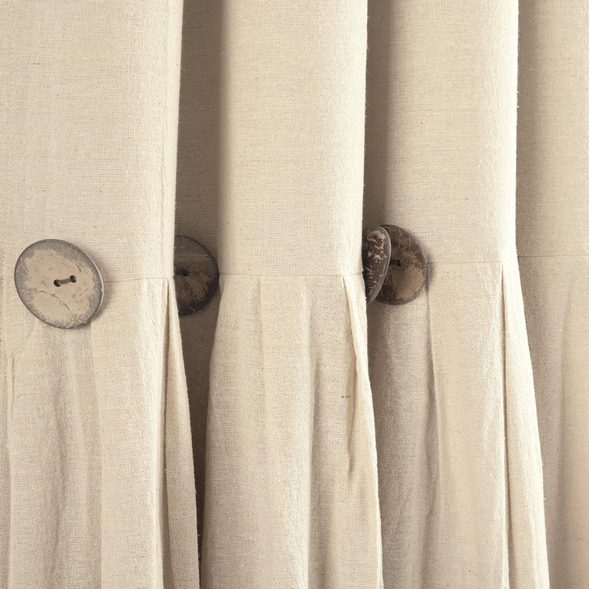 Linen Button Lined 100% Blackout Window Curtain Panel