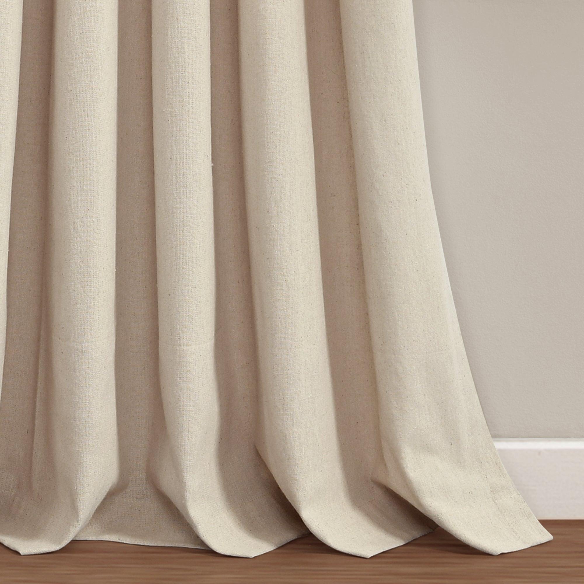 Linen Button Pinched Pleat Window Curtain Panel