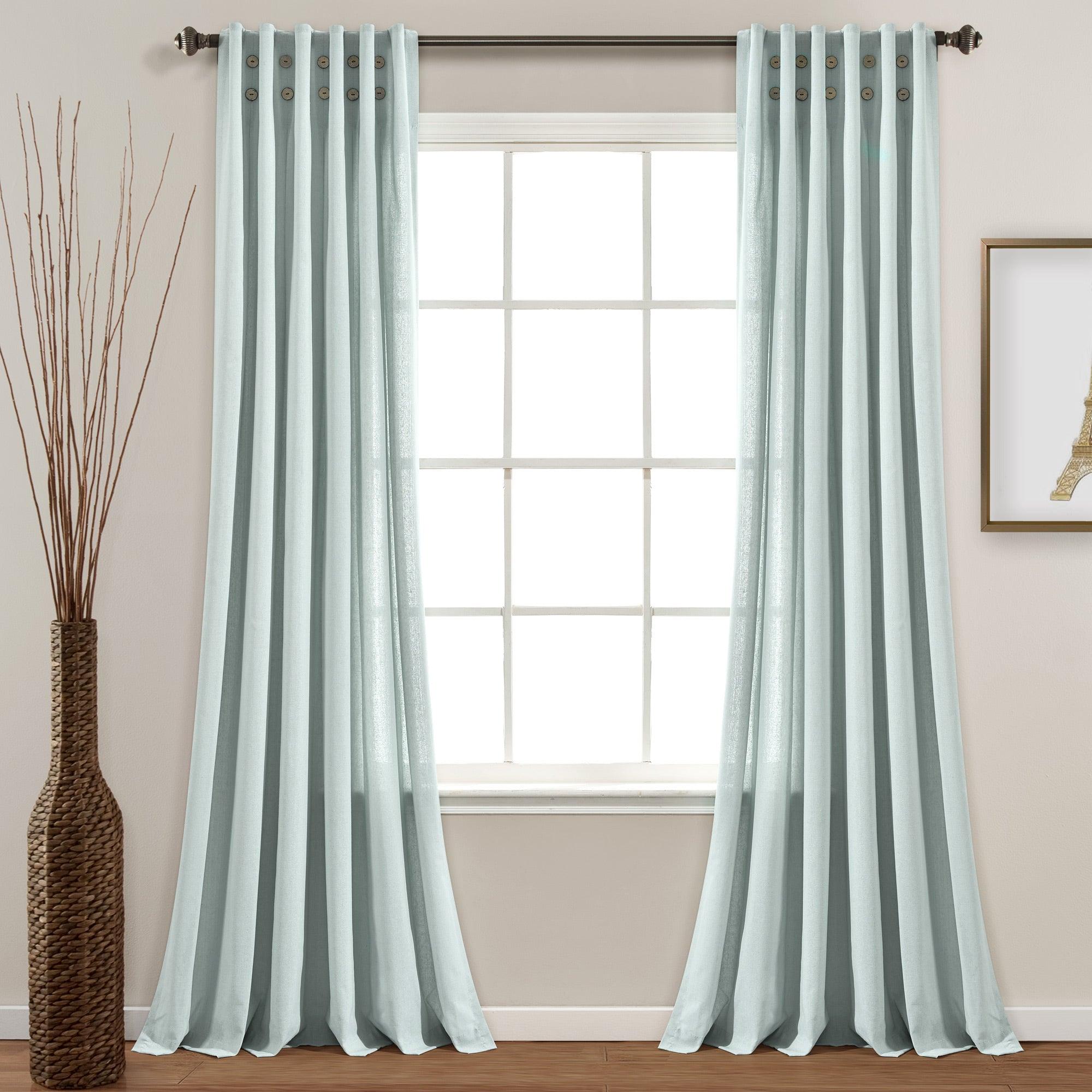 Linen Button Pinched Pleat Window Curtain Panel