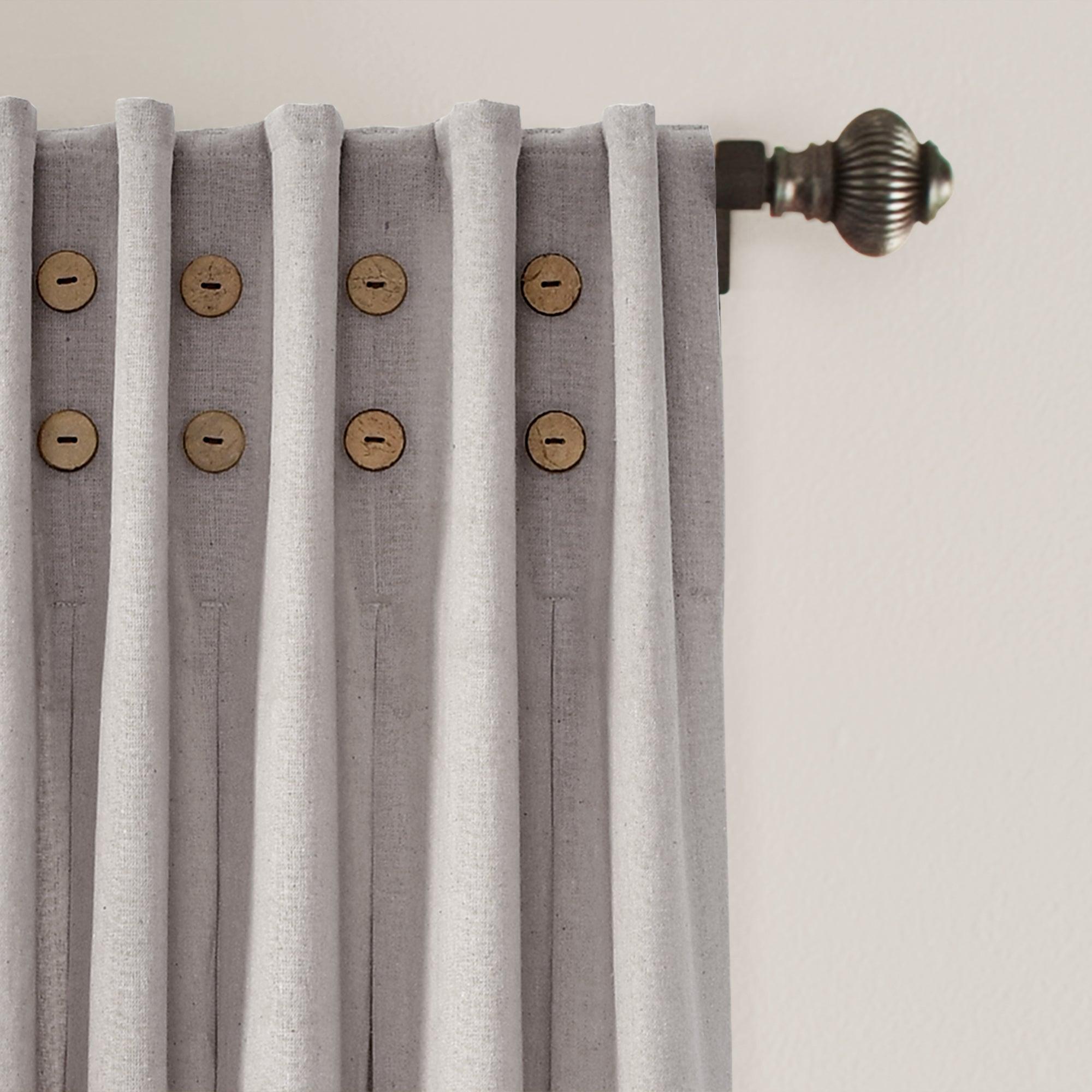 Linen Button Pinched Pleat Window Curtain Panel