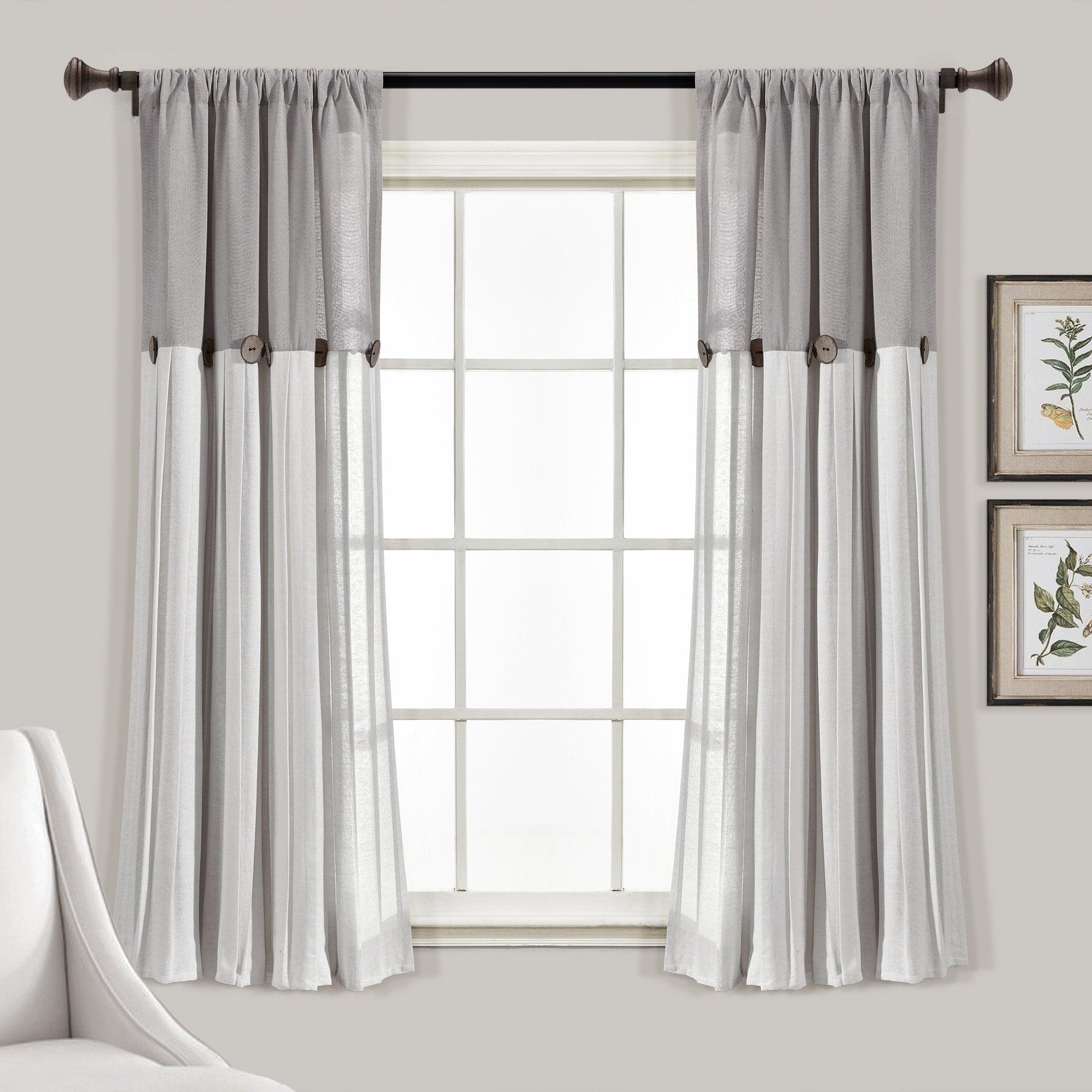 Linen Button Window Curtain Panel