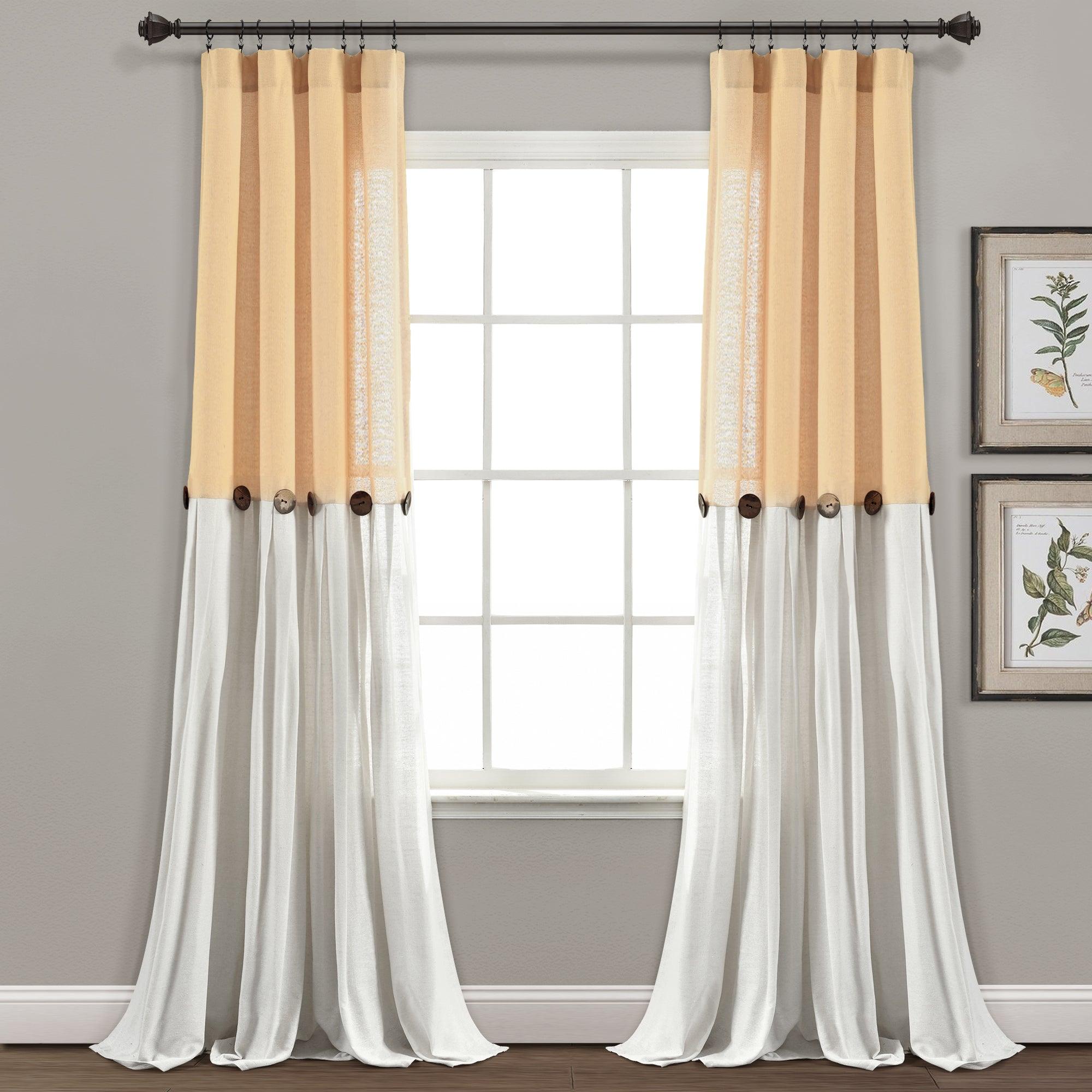 Linen Button Window Curtain Panel