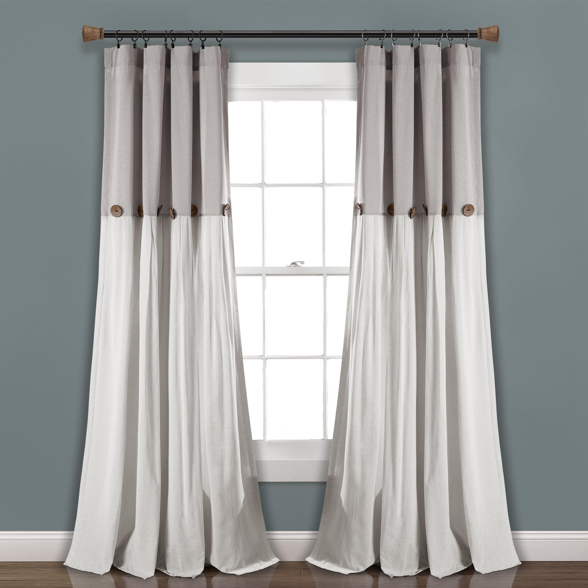 Linen Button Window Curtain Panel