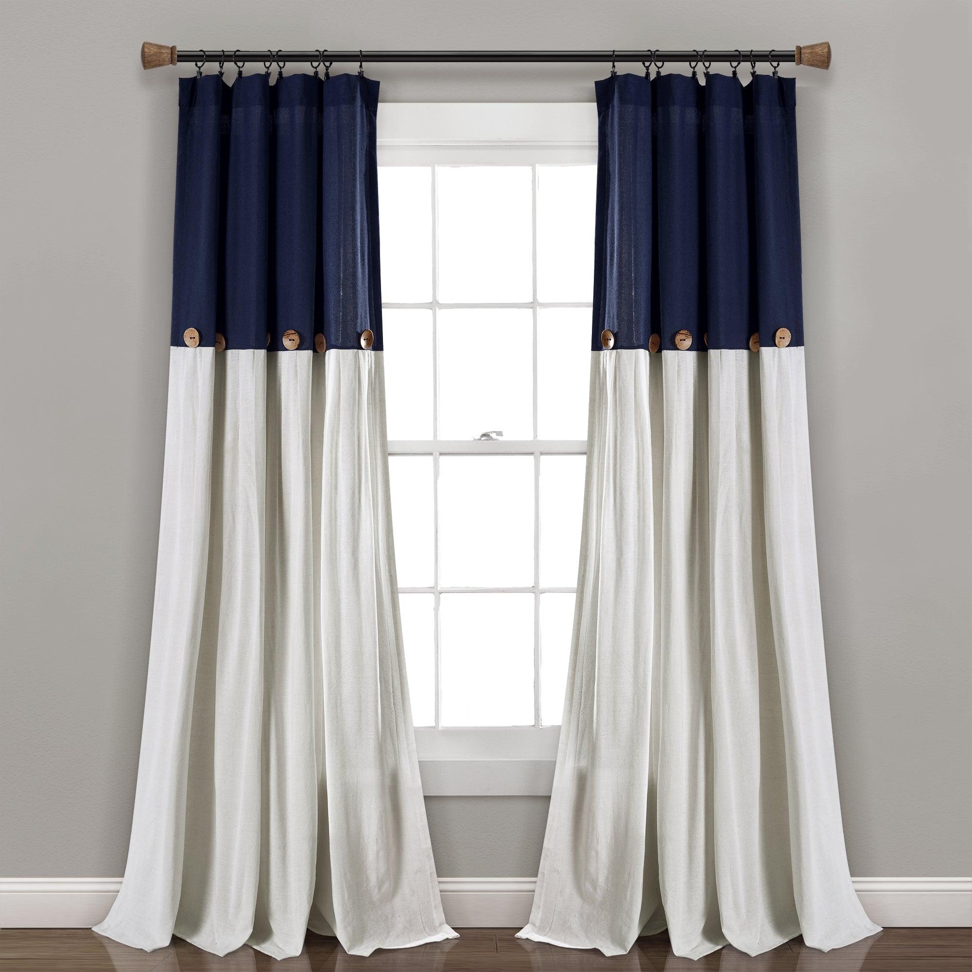 Linen Button Window Curtain Panel