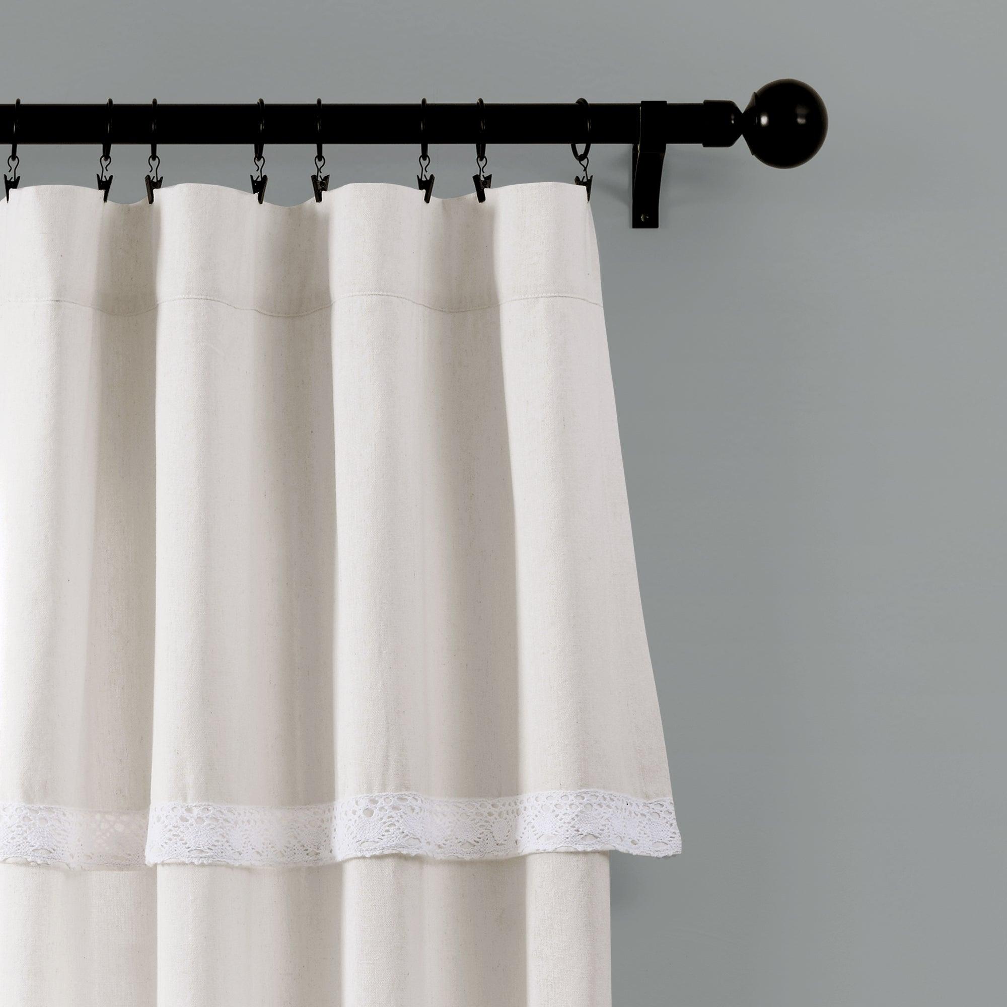 Linen Lace Window Curtain Panel Set