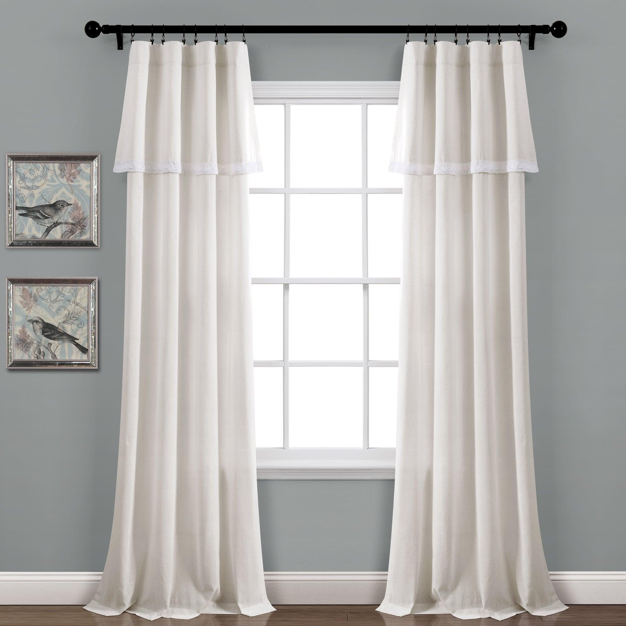 Linen Lace Window Curtain Panel Set