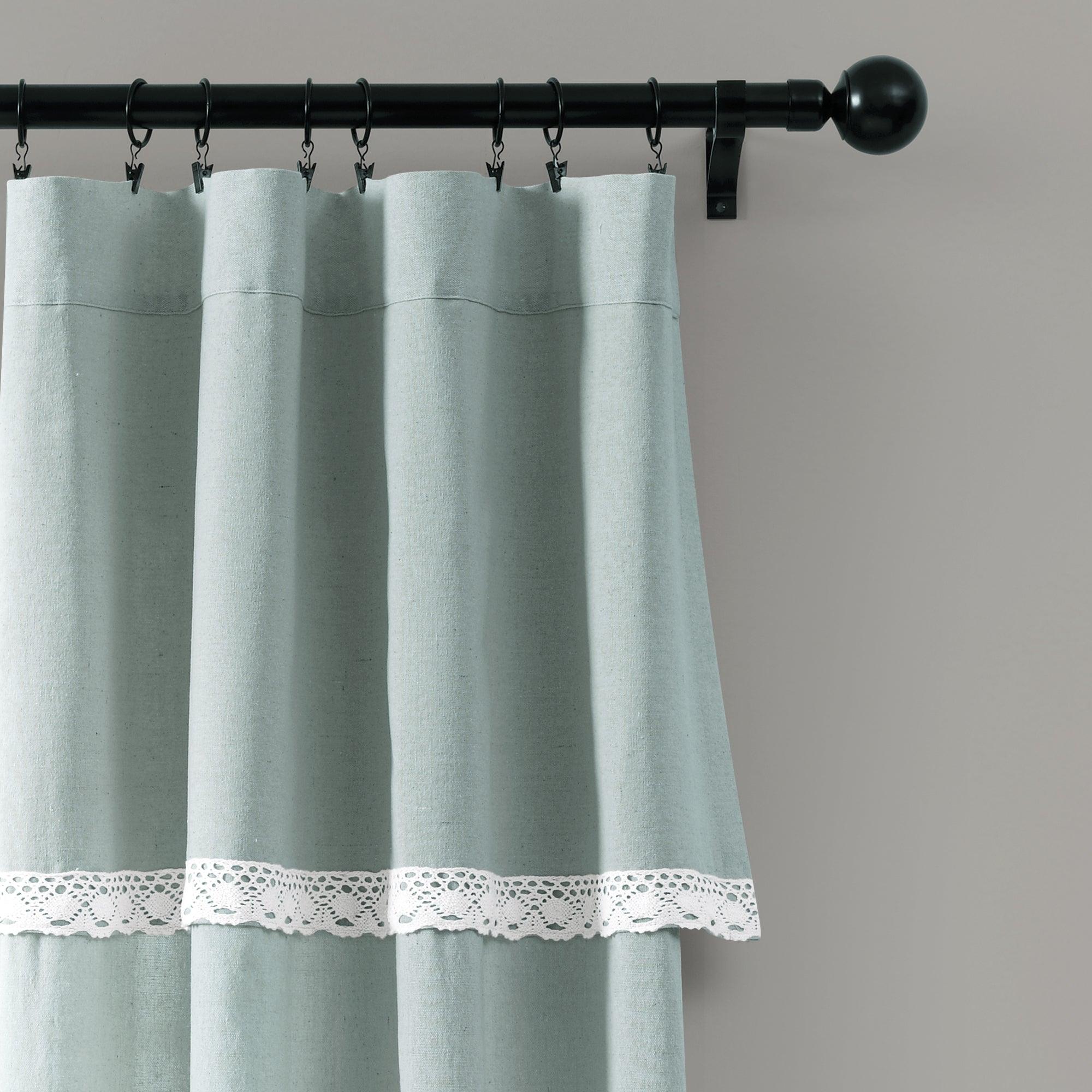 Linen Lace Window Curtain Panel Set