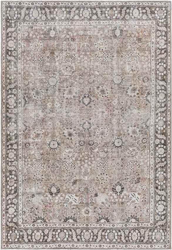 Long Beach Traditional Brown Washable Area Rug