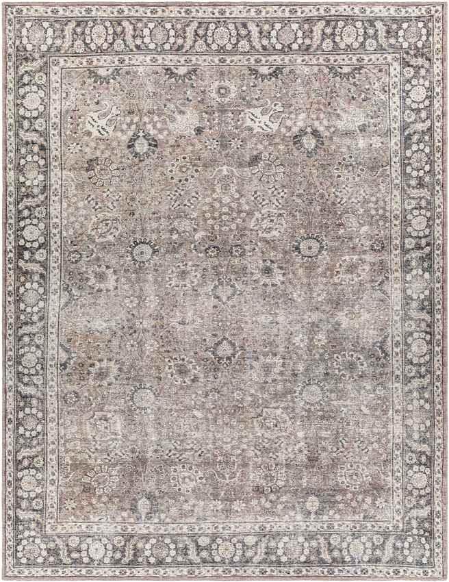 Long Beach Traditional Brown Washable Area Rug