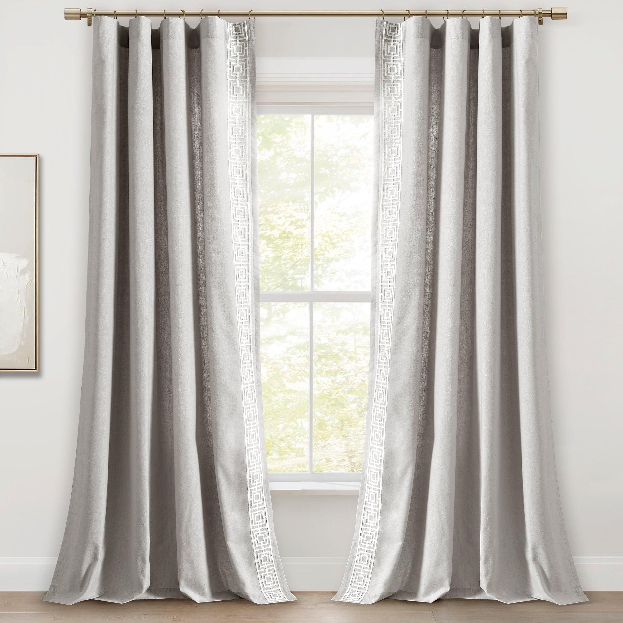 Luxury Modern Square Embroidery Border Window Curtain Panel