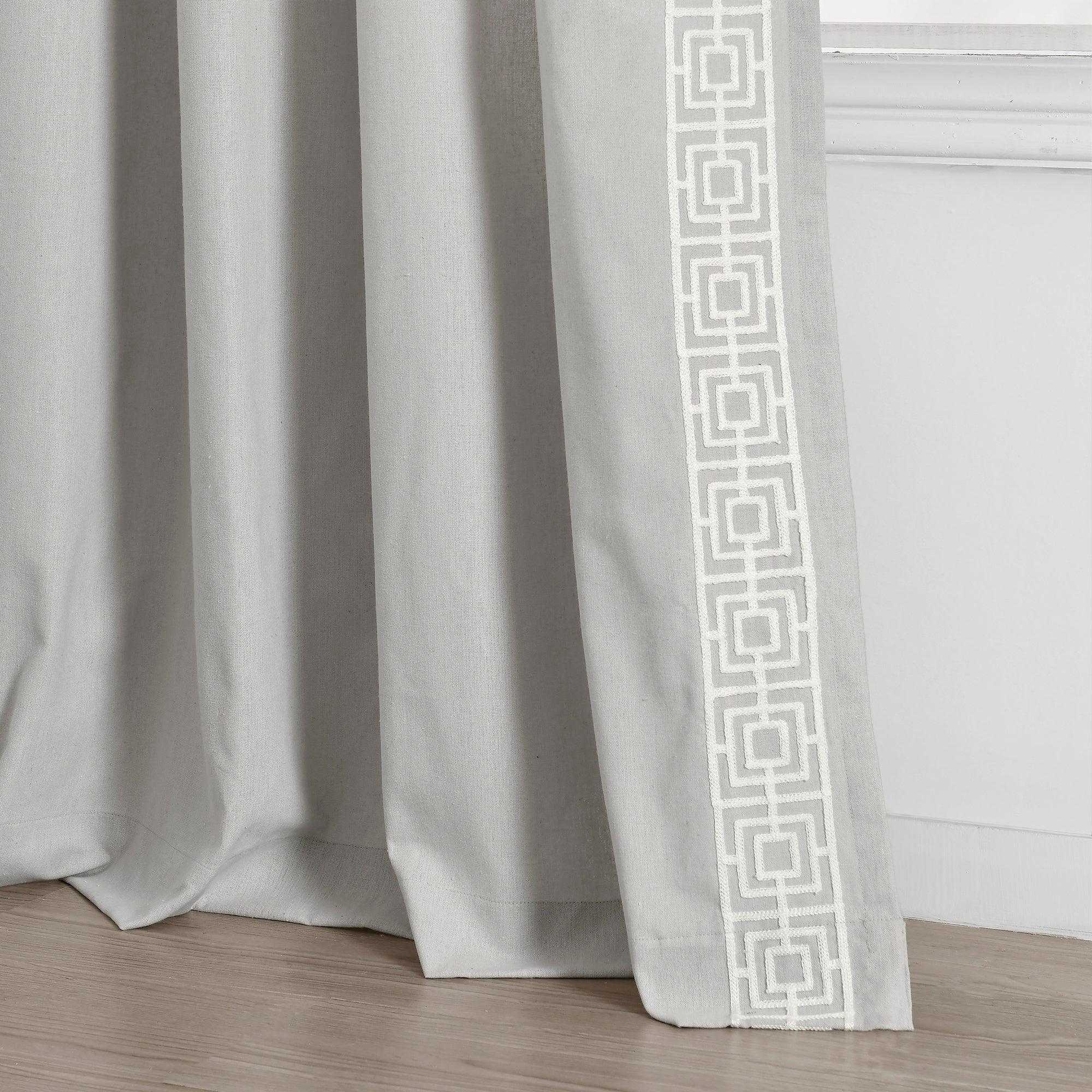 Luxury Modern Square Embroidery Border Window Curtain Panel