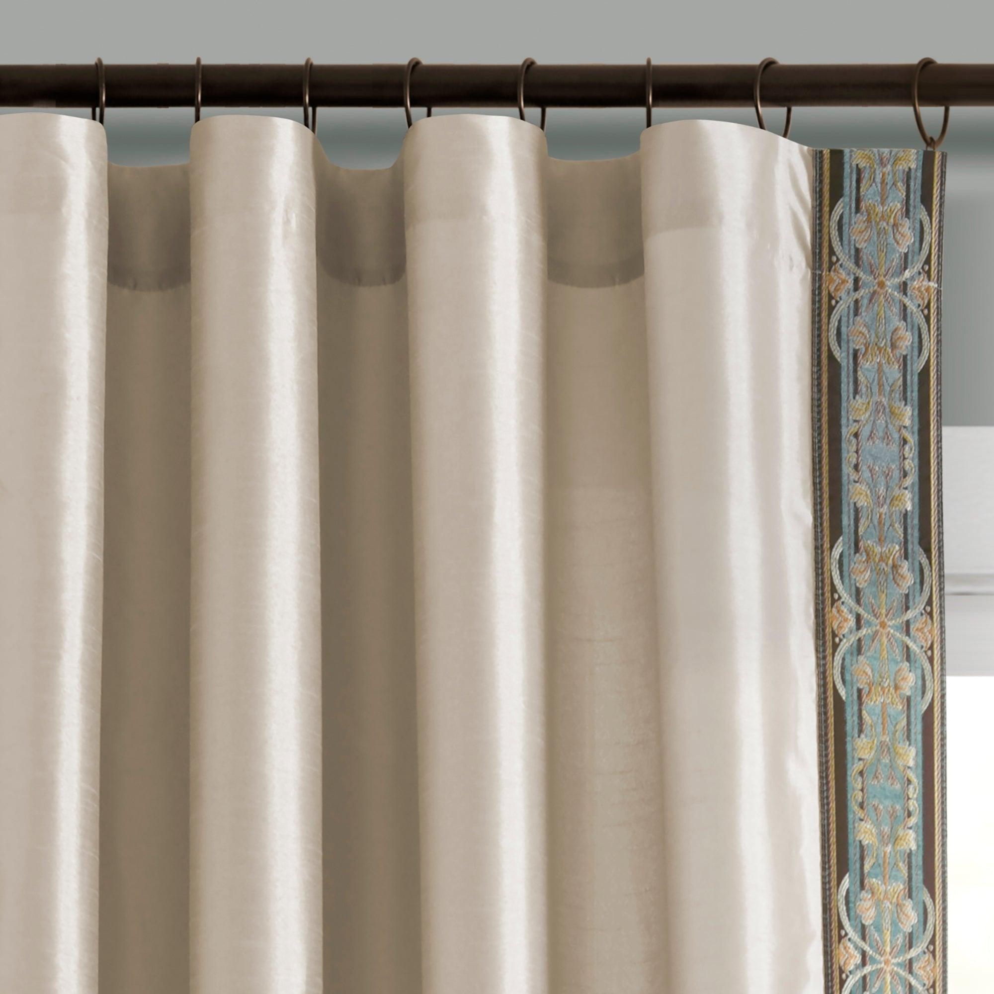 Luxury Traditional Regency Faux Silk Border Trim Window Curtain Panel