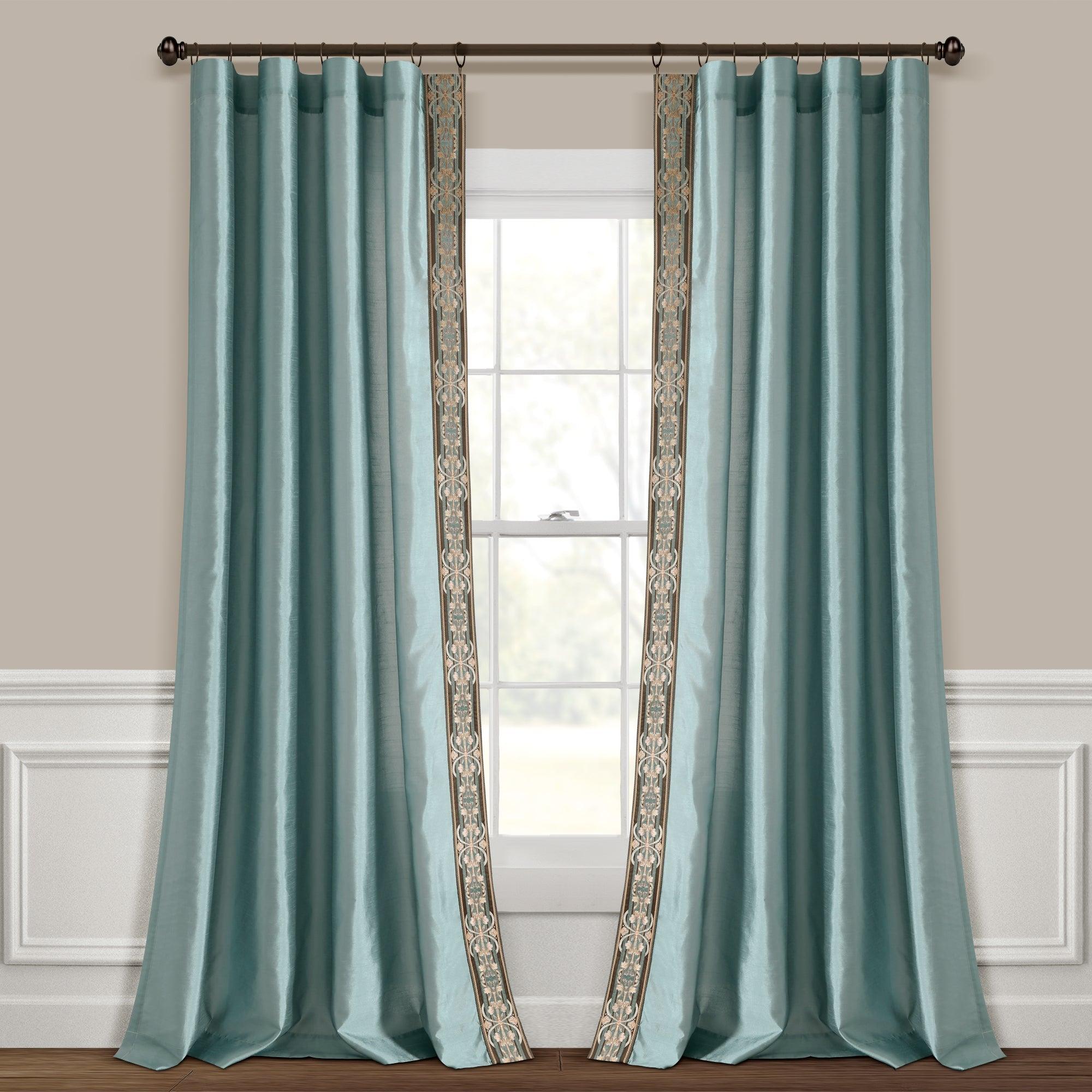 Luxury Traditional Regency Faux Silk Border Trim Window Curtain Panel