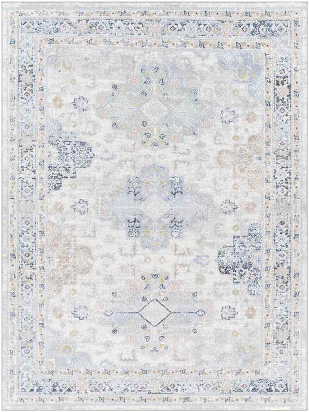 Lynch Traditional Light Blue Washable Area Rug