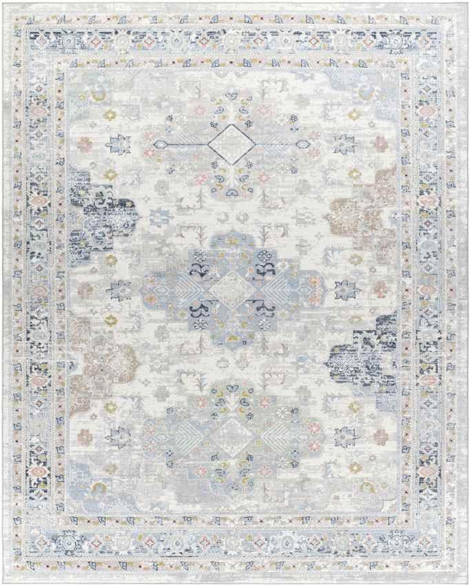 Lynch Traditional Light Blue Washable Area Rug