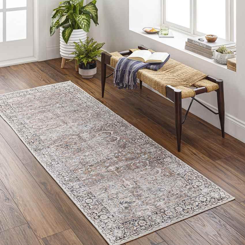 Marathovounos Traditional Brown Washable Area Rug