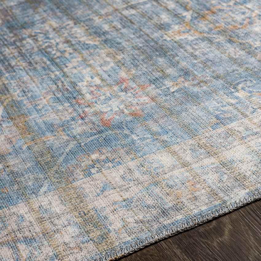 Markleville Traditional Pale Blue Washable Area Rug