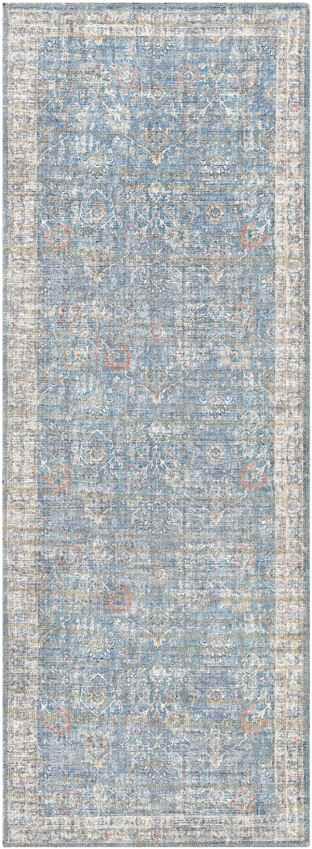 Markleville Traditional Pale Blue Washable Area Rug