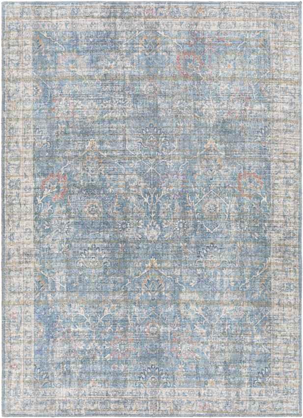 Markleville Traditional Pale Blue Washable Area Rug