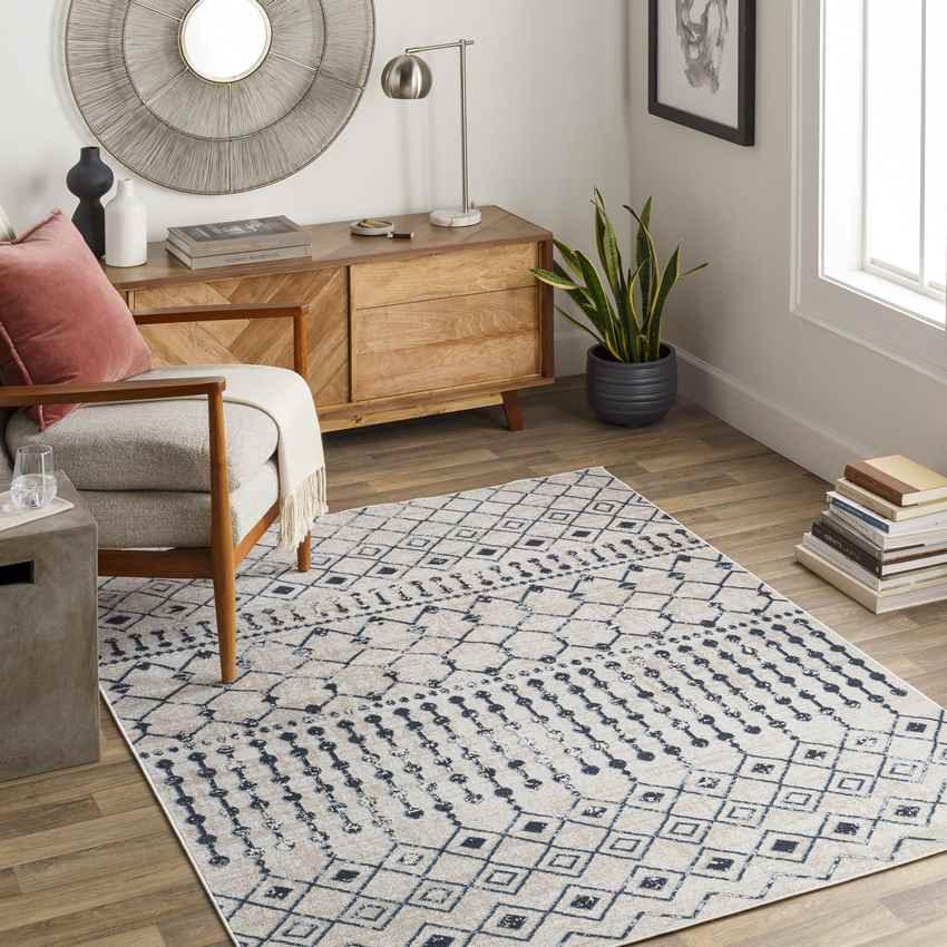 Mary Global Ink Blue Washable Area Rug