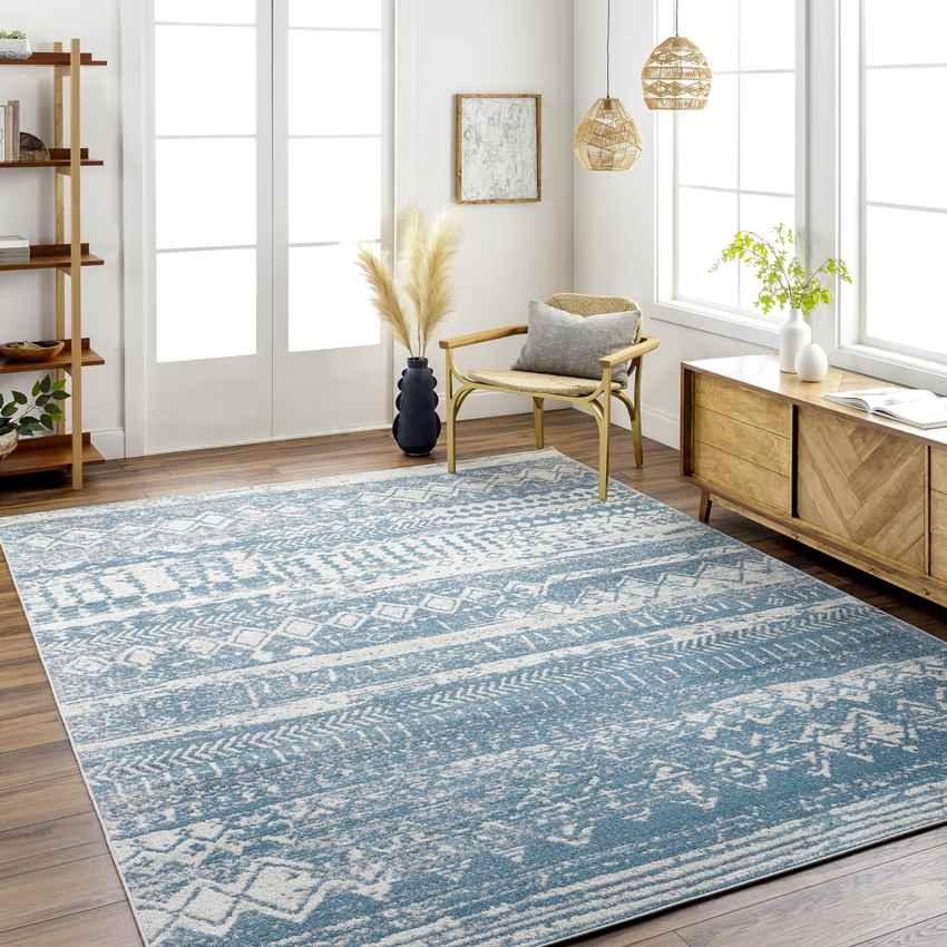 Matt Global Sky Blue Washable Area Rug