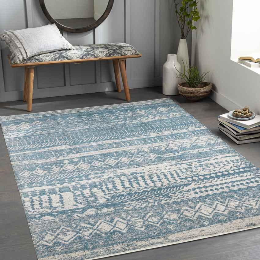 Matt Global Sky Blue Washable Area Rug