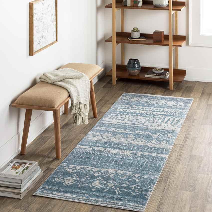 Matt Global Sky Blue Washable Area Rug