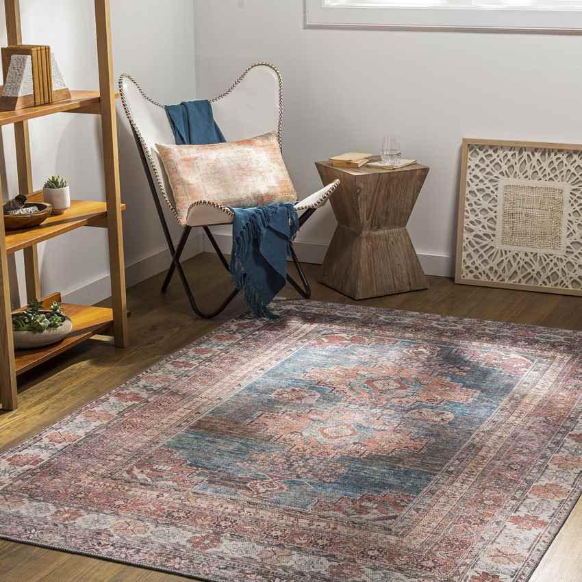 McCordsville Traditional Coral Washable Area Rug