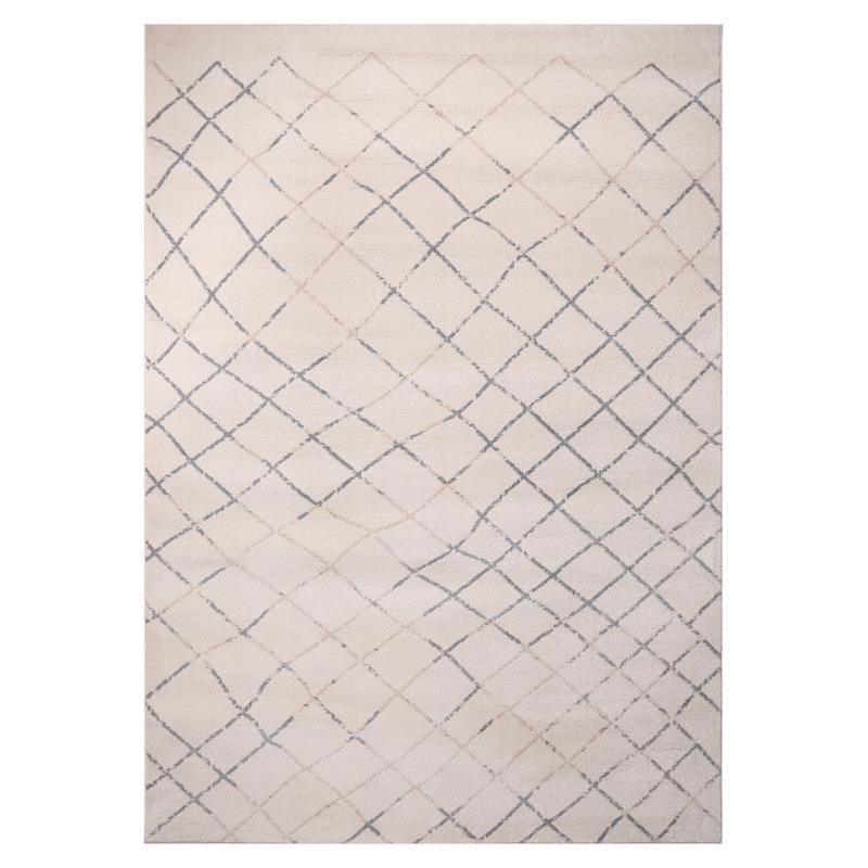 MDA Home Angel Abstract Modern Fabric Area Rug in Cream/Gray 5'x7'