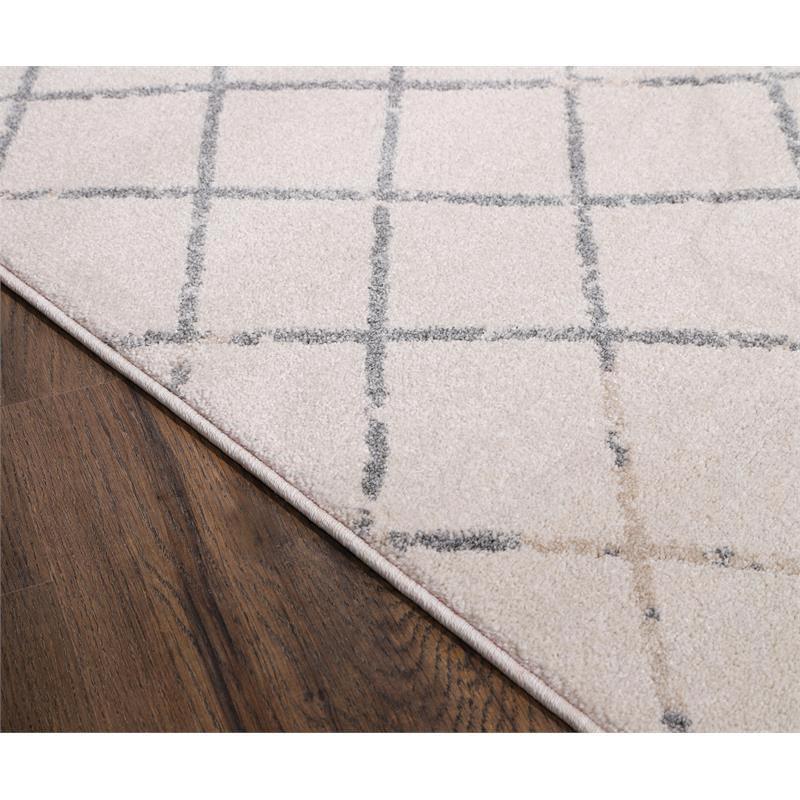 MDA Home Angel Abstract Modern Fabric Area Rug in Cream/Gray 5'x7'