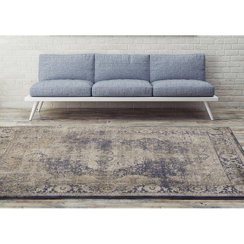 Bale Oriental Area Rug in Blue 5x8 ft