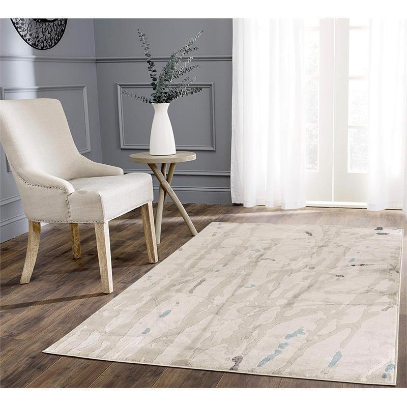 MDA Home Impression Abstract Traditional Fabric Area Rug in in Beige/Gray 5'x7’5”