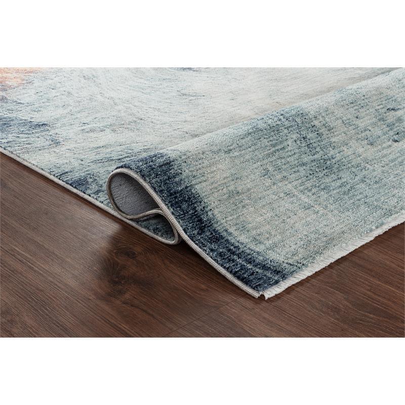 MDA Home Legacy Collection Aether Sun Blue/Orange Area Rug - 5’3” x 7’6”